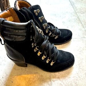 Lucky Brand Joss Black Ankle Boots- leather and suede